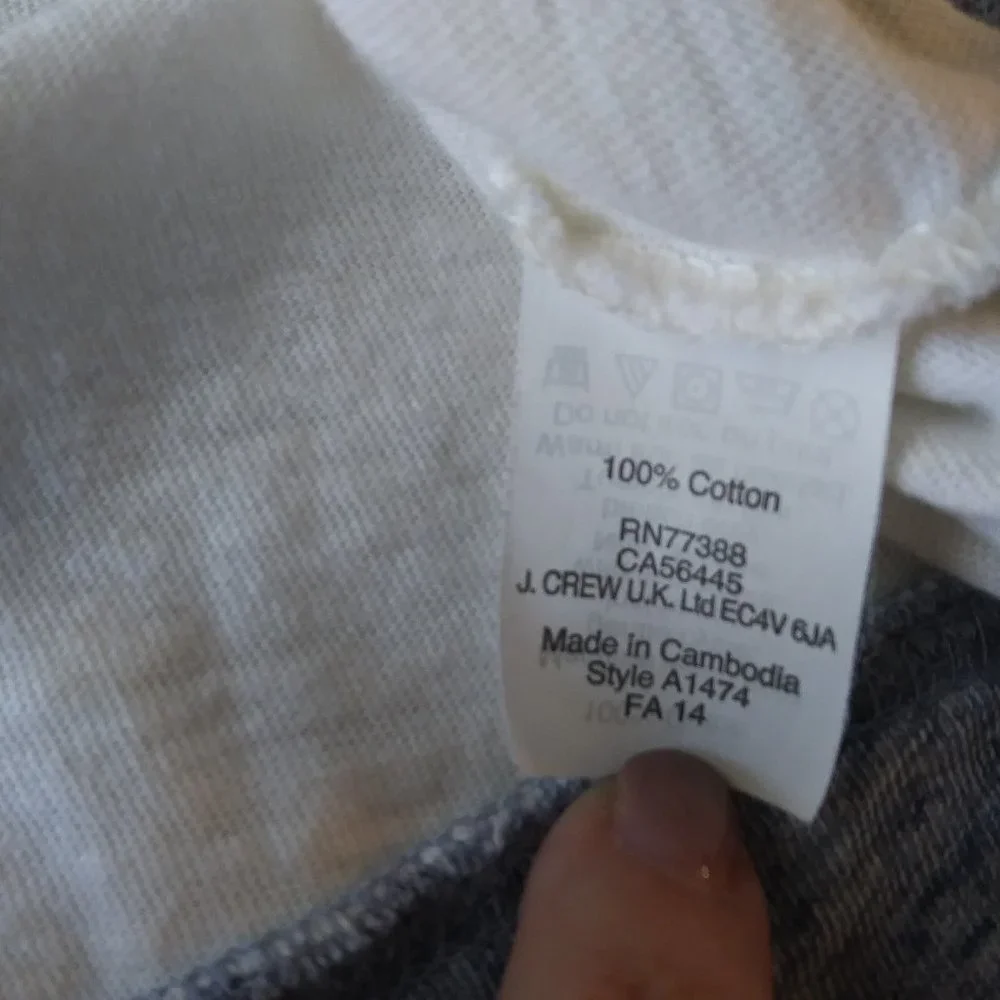 J. Crew | Navy and Soft White Baseball Tee | S
